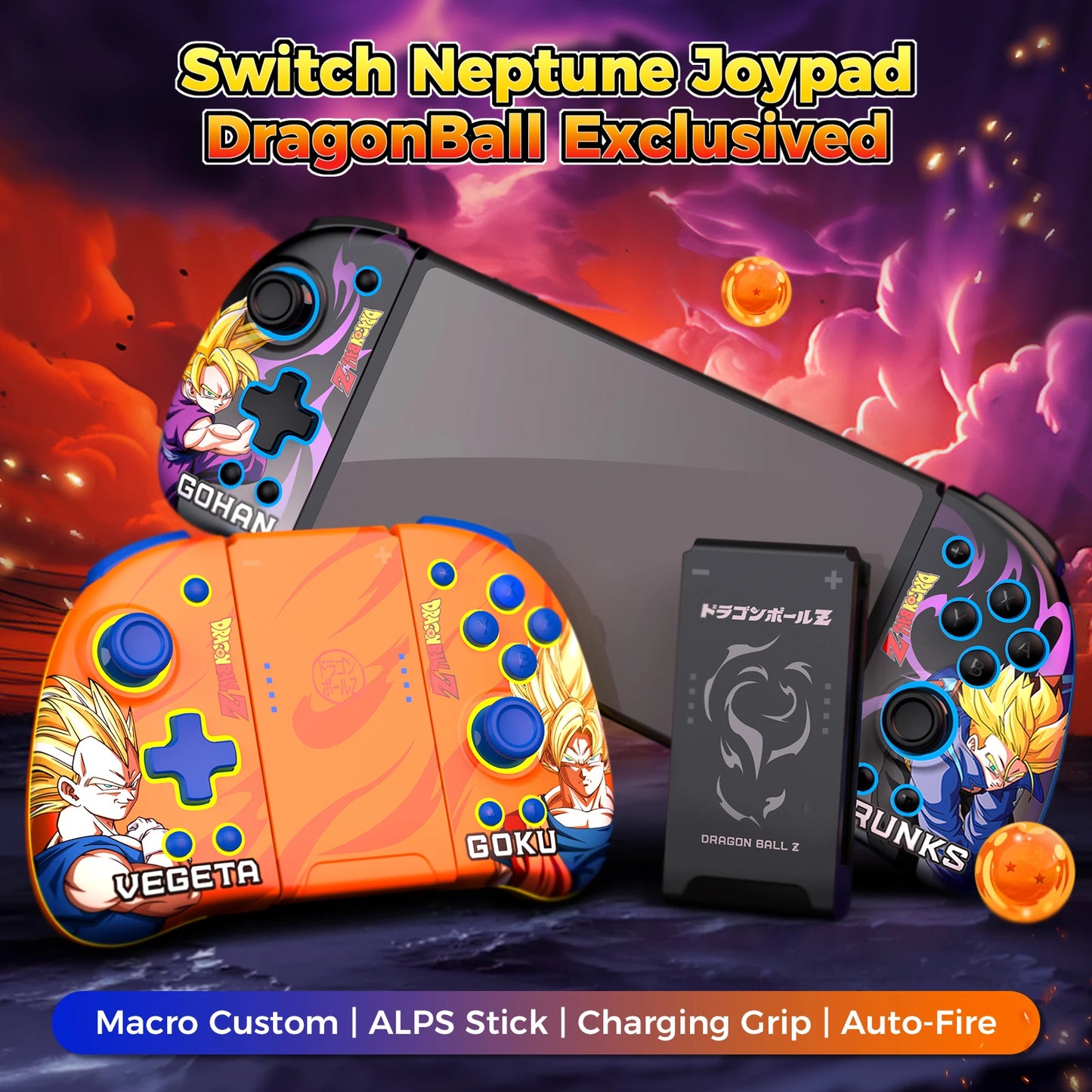 IINE Cartoon Design Neptune Joypad With Charging Grip Auto-Fire ALPS Joystick Mechanics Button Compatible Nintendo Swtich/OLED