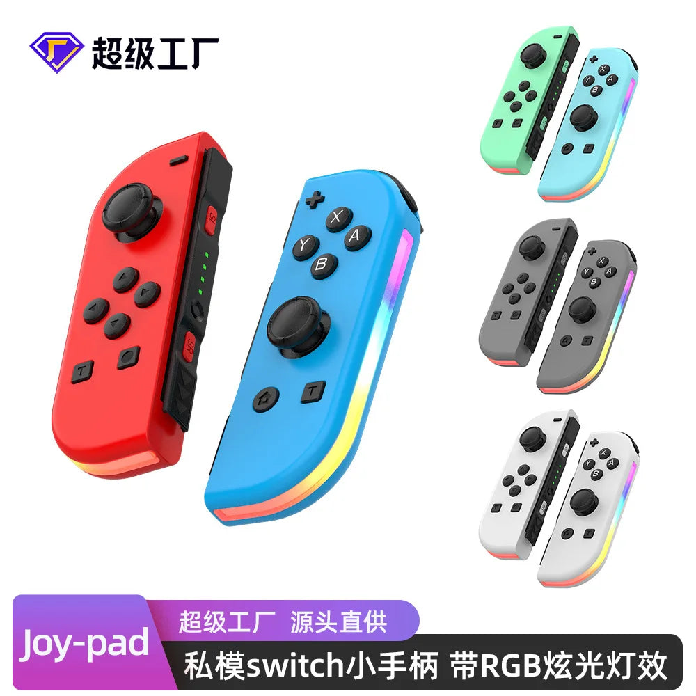 Joy 02 RGB LED 5.2 BT Switch L/R Joypad for Nintendo Switch/Lite/Oled Cons Joystick with Dual Vibration