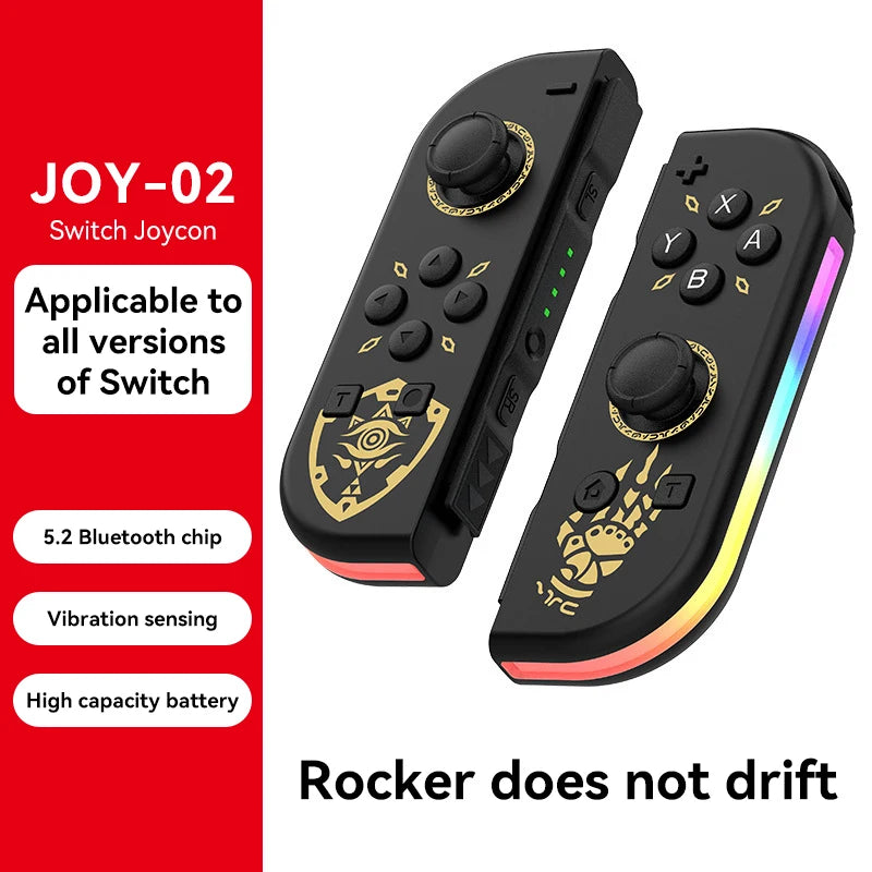 Joy 02 RGB LED 5.2 BT Switch L/R Joypad for Nintendo Switch/Lite/Oled Cons Joystick with Dual Vibration