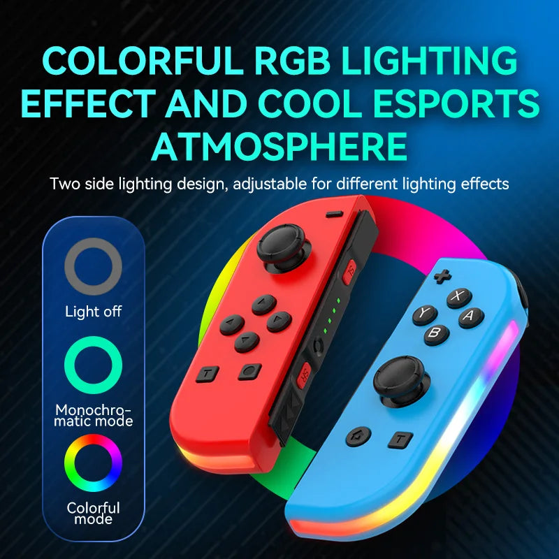 Joy 02 RGB LED 5.2 BT Switch L/R Joypad for Nintendo Switch/Lite/Oled Cons Joystick with Dual Vibration